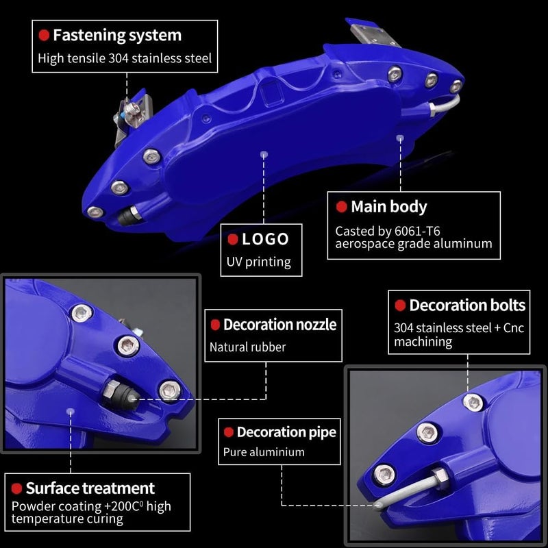 AOOA Aluminum Blue Caliper Covers for Dodge Charger/Challenger GT/RT/Chrysler 300 (Set of 4) - Image 4