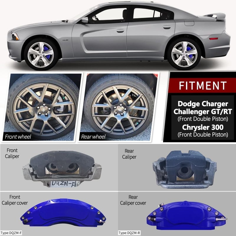 AOOA Aluminum Blue Caliper Covers for Dodge Charger/Challenger GT/RT/Chrysler 300 (Set of 4) - Image 2
