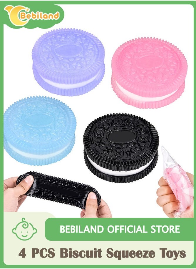 Bebiland 4 PCS Squishy Toys, Biscuit Stress Relief Pinching Simulation Decompression Squeeze Toys for Birthday Gifts, Anxiety Relief Sensory Toys (Multicolour)  - Image 1