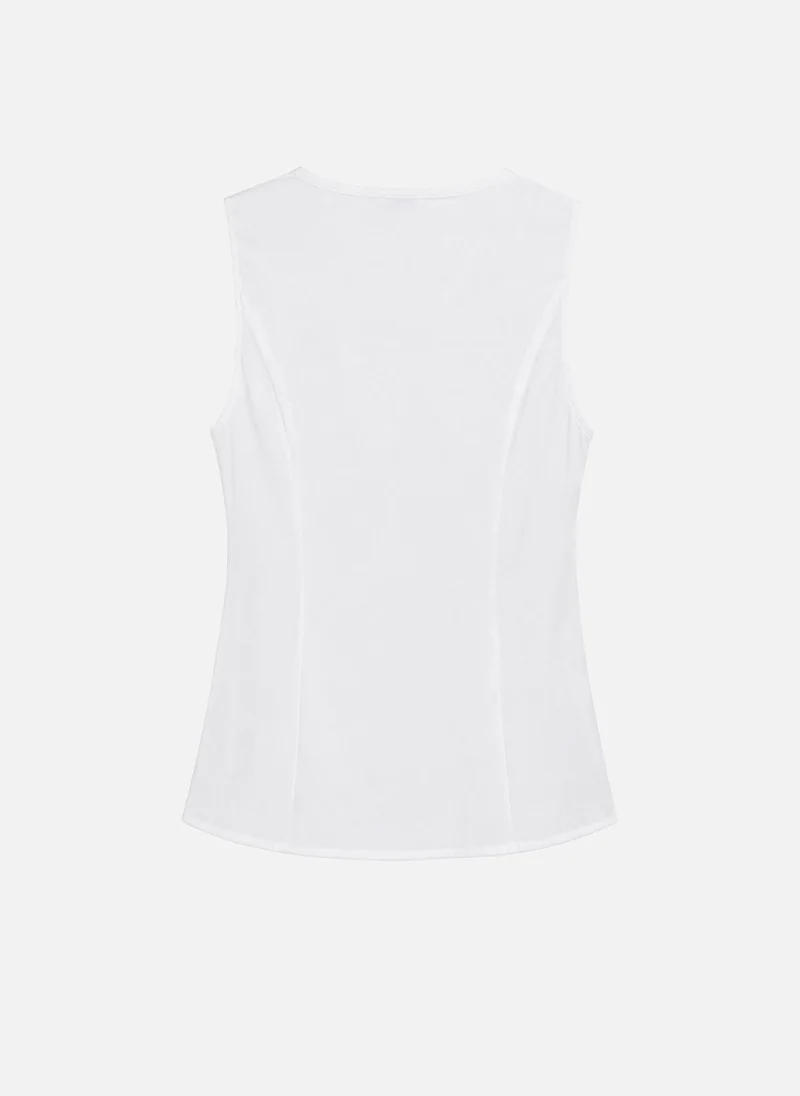 Lichi  Top with lace detailing and pearlescent buttons for Women | Best Price UAE