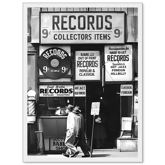 FASHION BLACK AND WHITE PHOTOGRAPHY WALL ART VINTAGE PREPPY RECORD SHOP POSTER RETRO TRENDY MUSIC ART AESTHETIC CANVAS PRINT FOR MUSIC LOVERS GIFTS 12X16 INCH UNFRAMED