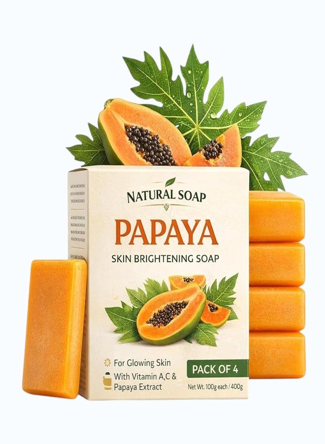 MIHAI Papaya Skin Brightening Soap with Vitamin A & C | Natural Glow & Tan Removal Bath Soap | Deep Cleansing & Moisturizing Formula | Suitable for All Skin Types | Pack of 4 (100g Each) - Image 2