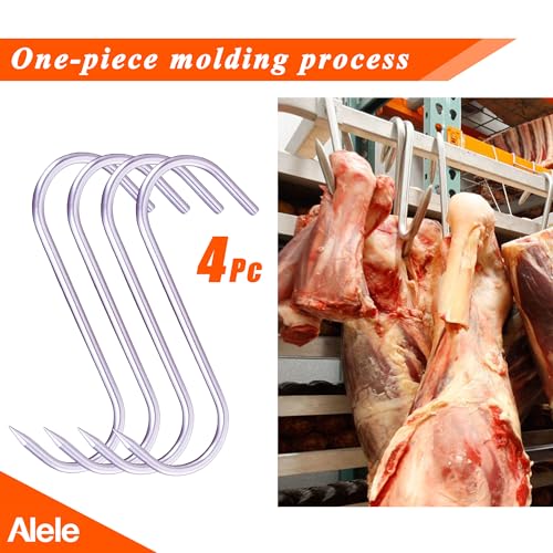 Alele 10" Meat Hook 10mm Heavy Duty Stainless Steel Butcher Hooks for Hanging Beef (10inch 10mm 4p) - Image 2