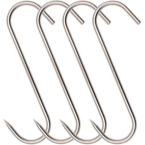 Alele 10" Meat Hook 10mm Heavy Duty Stainless Steel Butcher Hooks for Hanging Beef (10inch 10mm 4p) - Image 1
