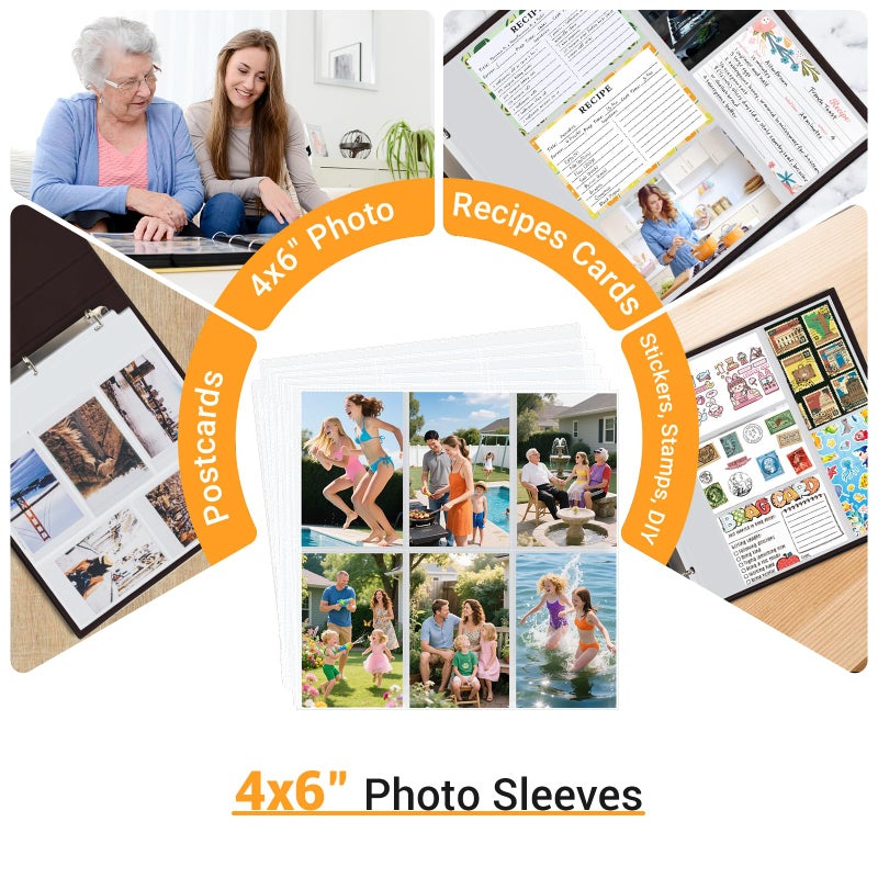 Zofly 4x6 Photo Album Refill Pages for 3 Ring Binder, 20 Pack Vertical Clear Plastic Photo Sleeves, Holds 240 Photos, Acid-Free Page Protectors, Large Capacity Family Wedding Anniversary Baby Picture Albums - Image 5