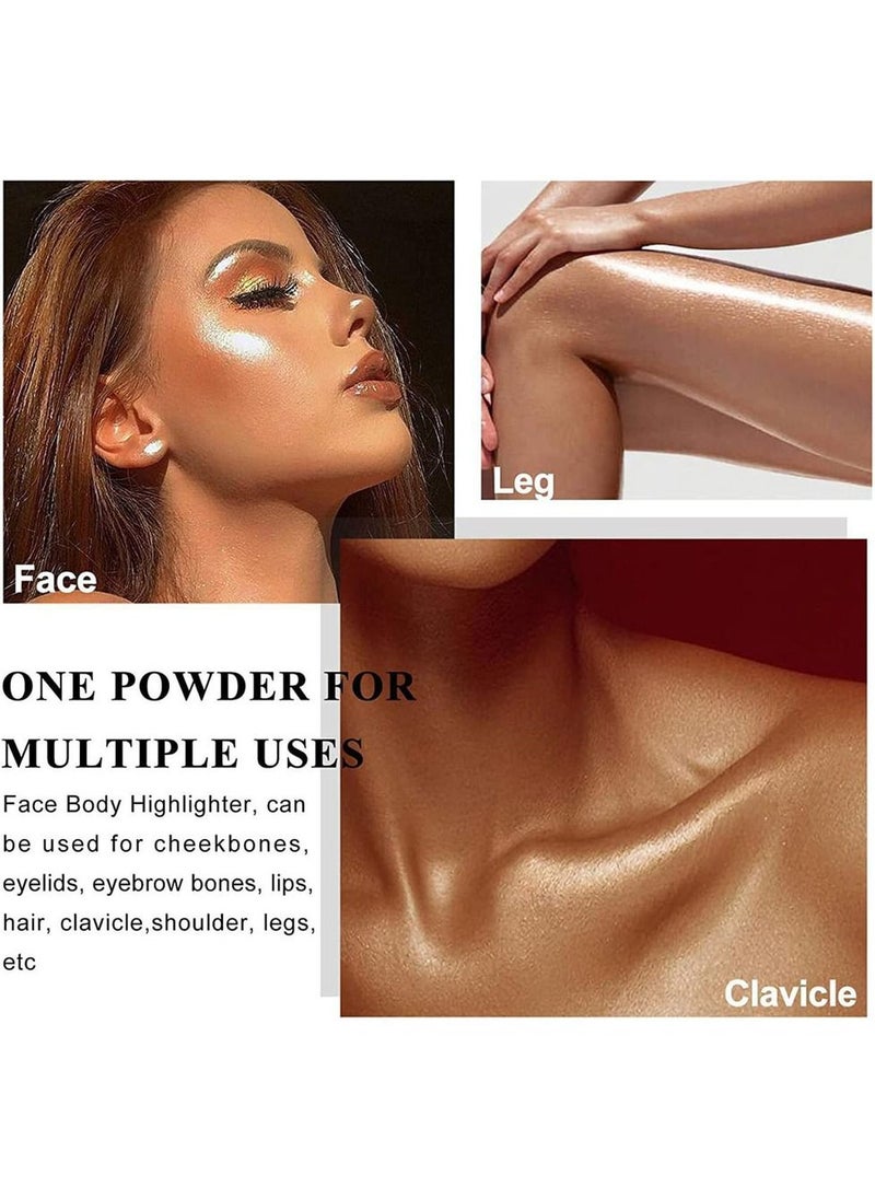Handaiyan Body Shimmer Powder Polvo De Hadas Fairy Highlighter Glitter Natural Pigment Shiner Stick Loose Oil Glow Body Brighten Dust with Puff Makeup Three-Dimensional Face,Eyeshadow,Eye,Hair,Body,Hair  - Image 5
