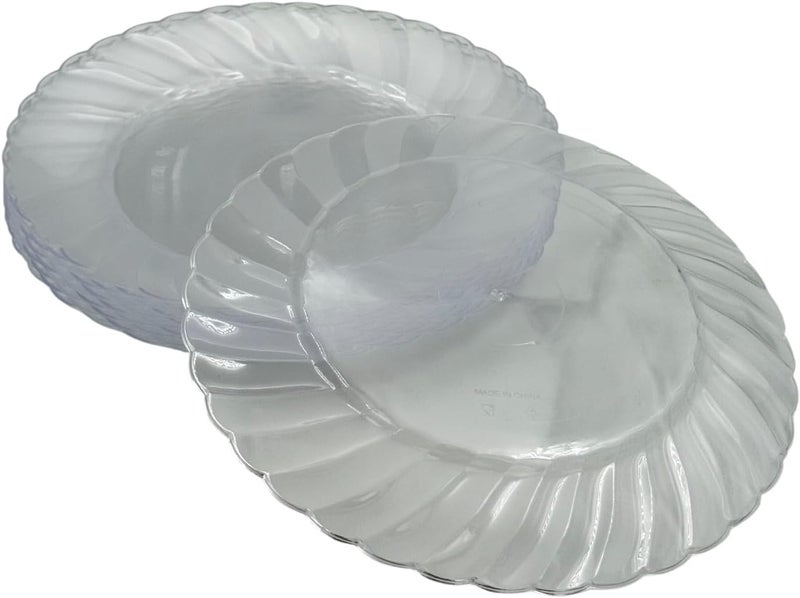 B&D Clear Plastic Disposable Plates, Swirl Pattern Design, 7 Inch Round, 10 Count Pack - Image 4