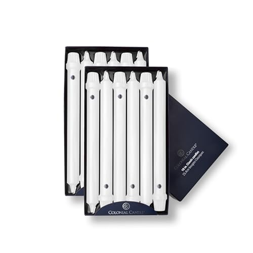 Colonial Candle Unscented Taper Candle, Classic Collection, White, 10 In, Pack of 12 - Up to 8 Hours Burn - Image 1