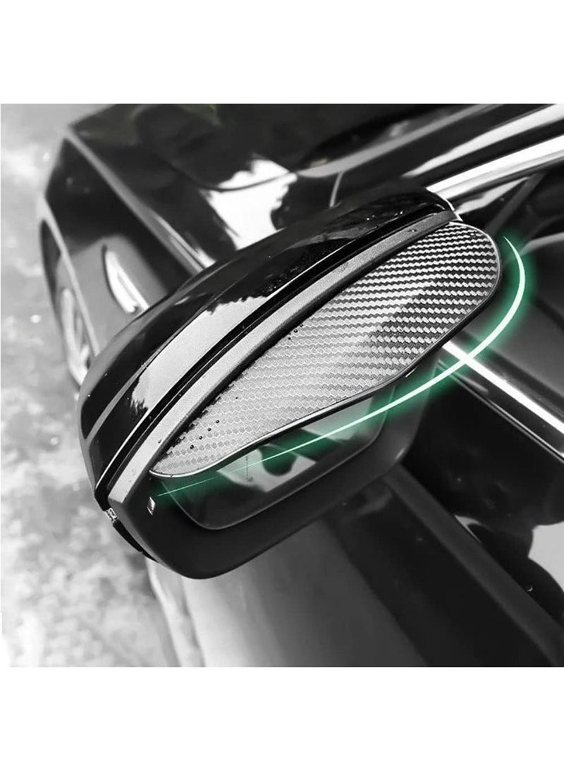 KASTWAVE Car Rear View Side Mirror Rain Shield, 2pcs Auto Truck Rear View Mirror Rain Eyebrow Sun Visor Universal Carbon Fiber Waterproof Rain Cover with 3M Fixing Sticker (Black)  - Image 3