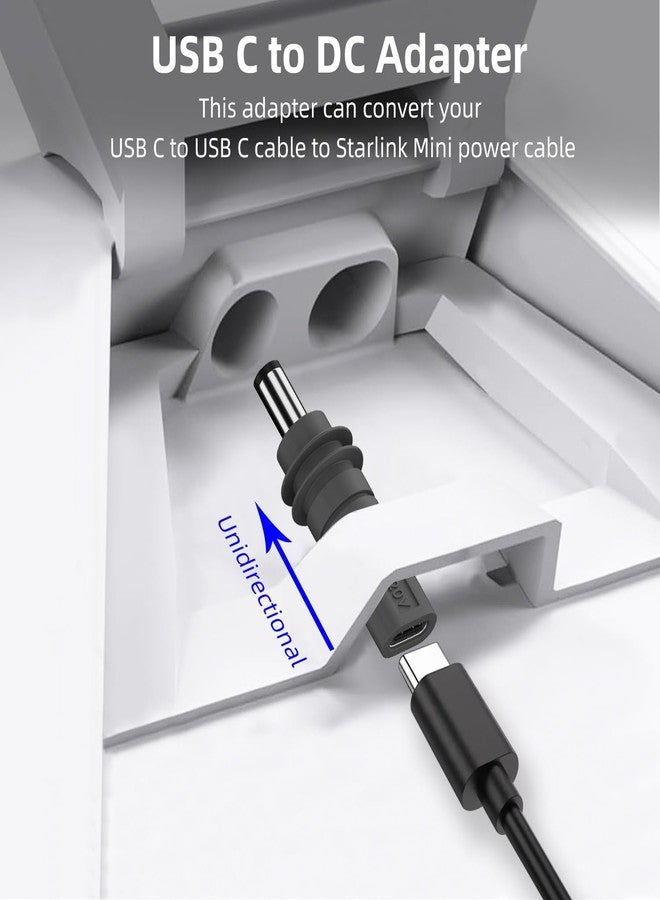 Jadebones 2 Pack USB C Female to DC Male Power Cable Adapter for Starlink Mini, Work with 20V/65W+ Type-C PD Source - Image 2