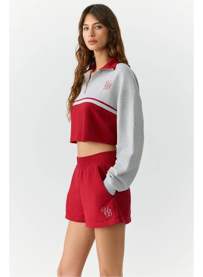 Urban Beat  MIKAELA Women's Stand Collar Cropped Melange Sweatshirt. for Women | Best Price UAE