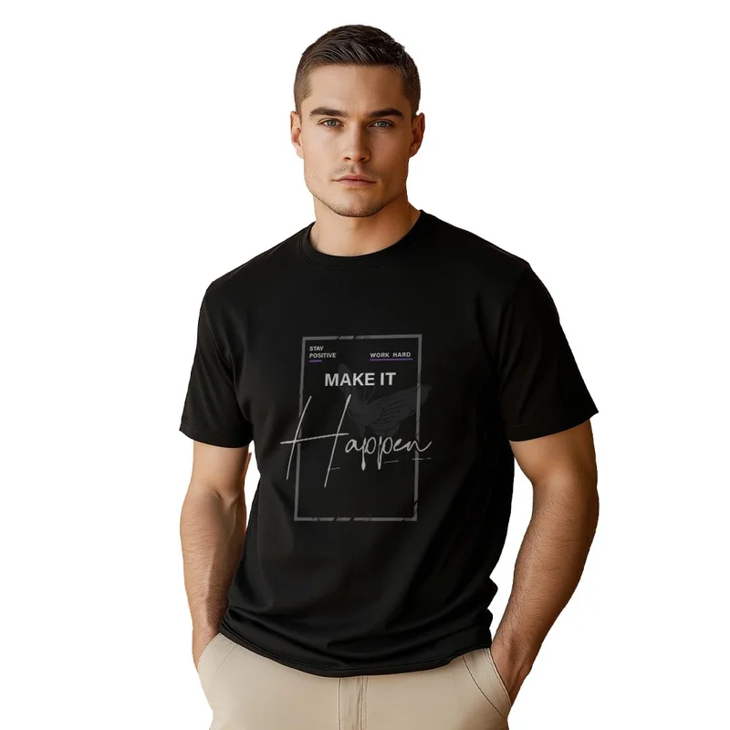 NOBERO Black Graphic Print T-Shirt for Men