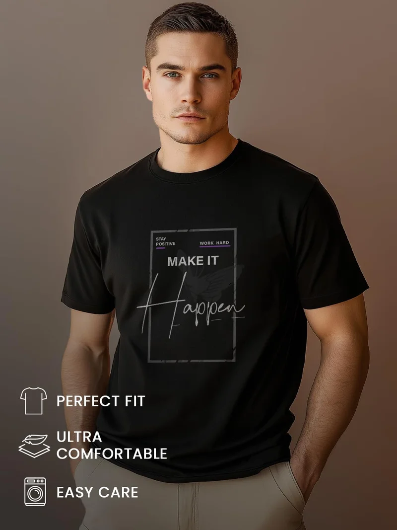 Black Graphic Print T-Shirt for Men