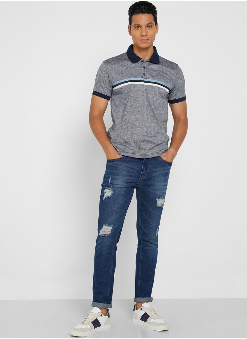 Seventy Five - Rip And Repair Tapered Fit Jeans - Image 1