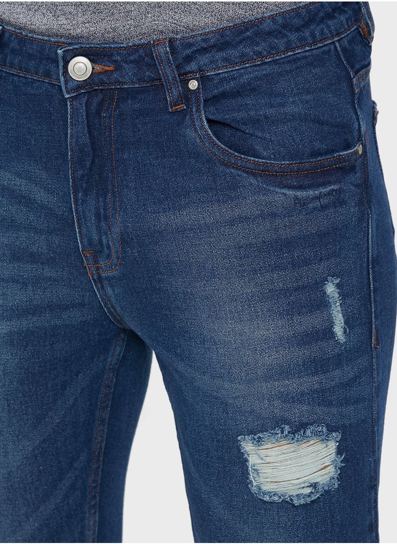 Seventy Five - Rip And Repair Tapered Fit Jeans - Image 1