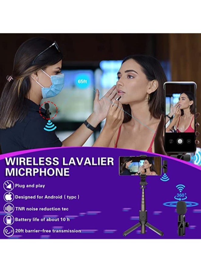 Wireless Lavalier Microphone , mobile phone Microphone, Plug & Play No APP Needed, Mini lapel Wireless Microphone , Noise Cancellation Microphone for live stream (Type-C for Android)