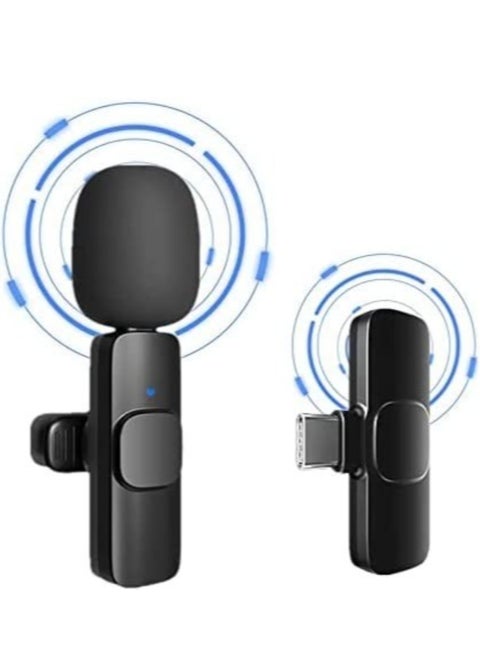 Wireless Lavalier Microphone , mobile phone Microphone, Plug & Play No APP Needed, Mini lapel Wireless Microphone , Noise Cancellation Microphone for live stream (Type-C for Android)