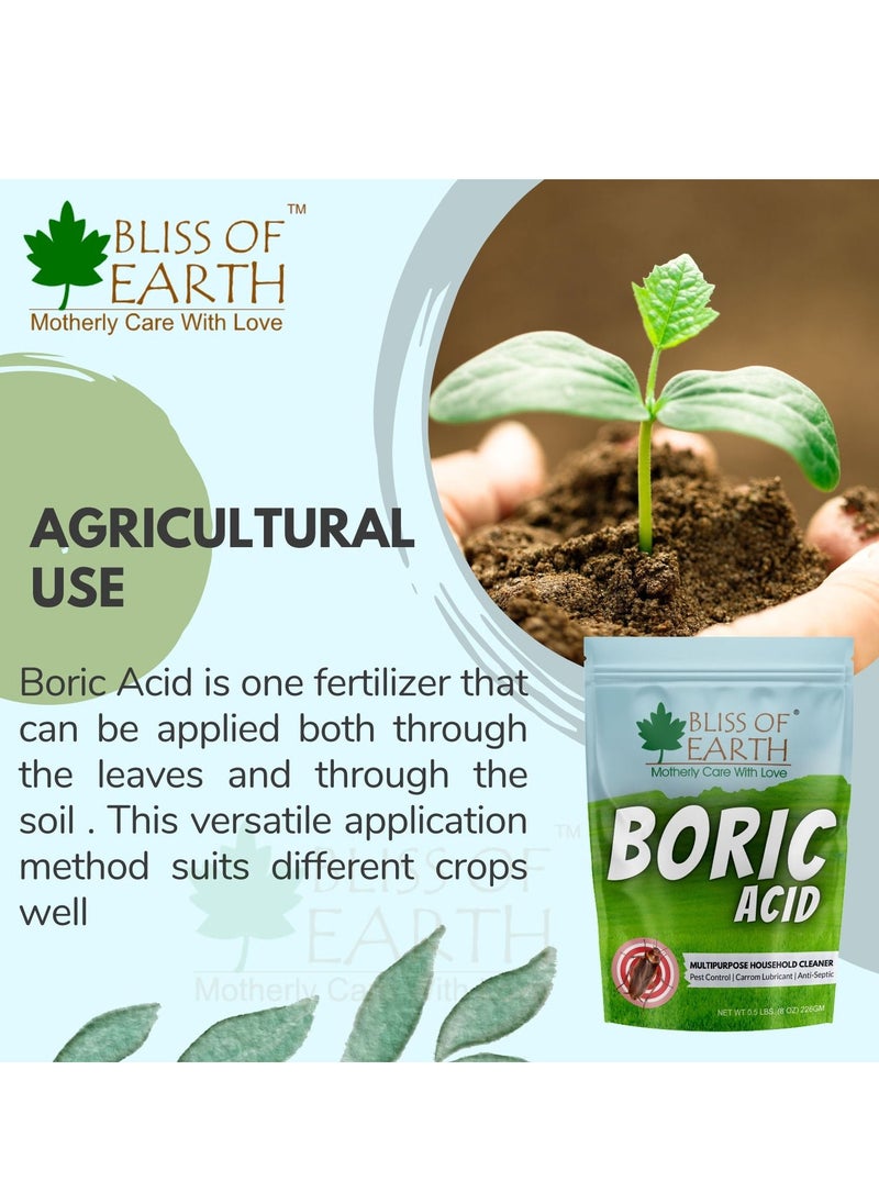 BLISS OF EARTH Bliss of Earth 8 OZ Boric Acid Powder Multipurpose kill Cockroach & Ants, Rice Preservative, Carrom Powder 226GM  - Image 3