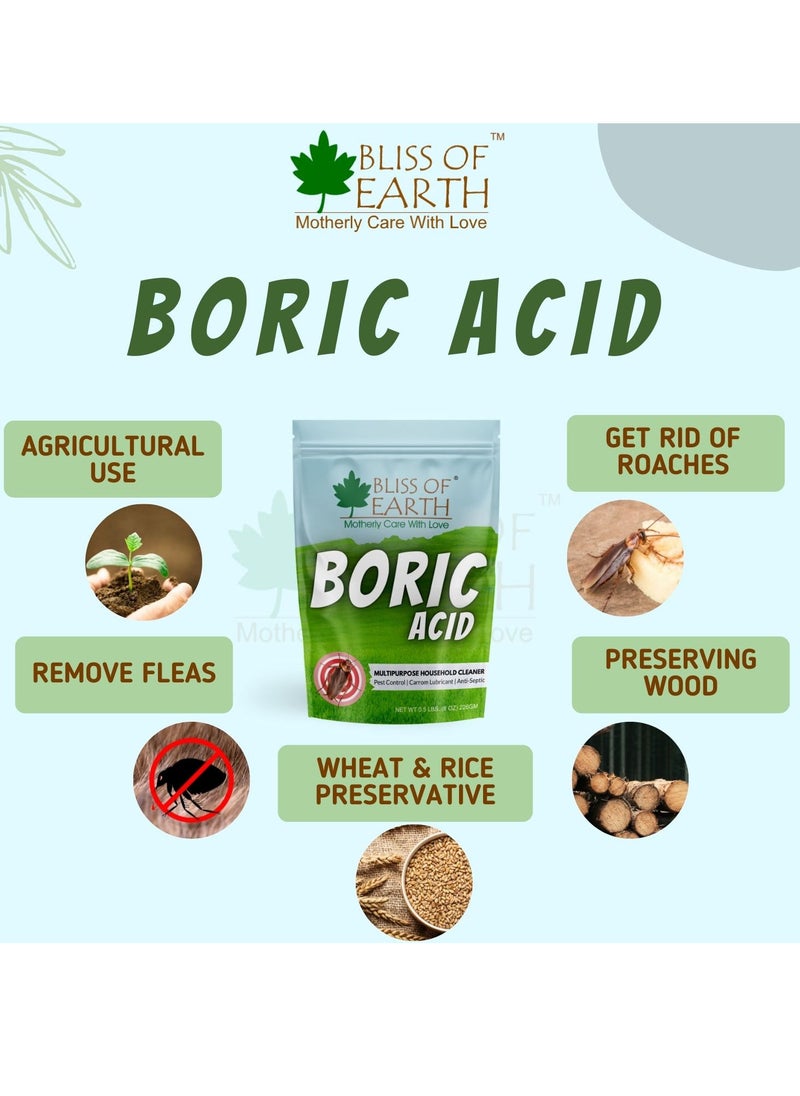BLISS OF EARTH Bliss of Earth 8 OZ Boric Acid Powder Multipurpose kill Cockroach & Ants, Rice Preservative, Carrom Powder 226GM  - Image 2