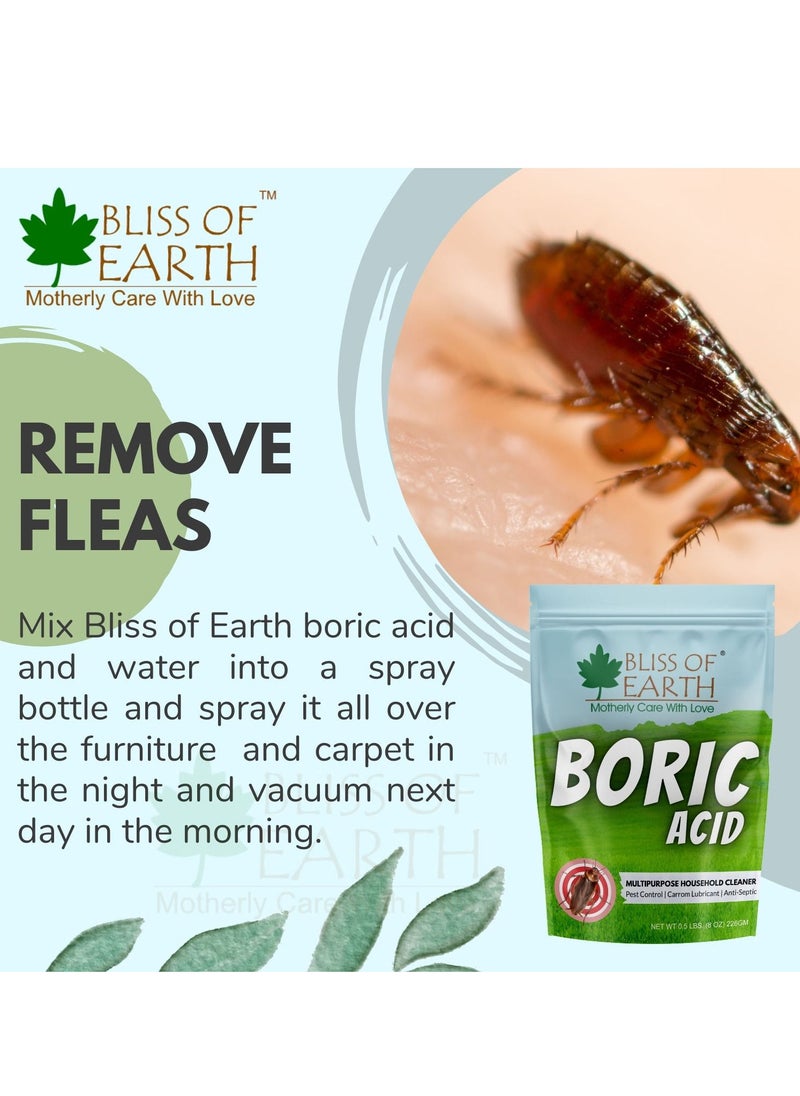 BLISS OF EARTH Bliss of Earth 8 OZ Boric Acid Powder Multipurpose kill Cockroach & Ants, Rice Preservative, Carrom Powder 226GM  - Image 4