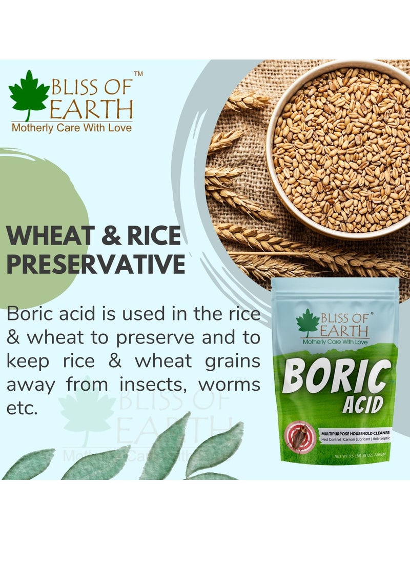 BLISS OF EARTH Bliss of Earth 8 OZ Boric Acid Powder Multipurpose kill Cockroach & Ants, Rice Preservative, Carrom Powder 226GM  - Image 5