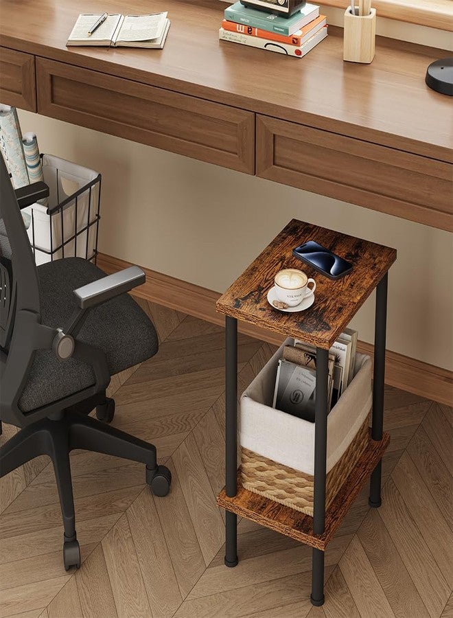 VIMBER End Table, Side Table with Metal Legs, Nightstands with 2-Tier Storage Shelves, Sofa Table for Small Space, Coach Table for Living Room Bedroom, Rustic Brown UTBT104F - Image 4