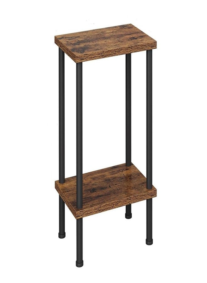 VIMBER End Table, Side Table with Metal Legs, Nightstands with 2-Tier Storage Shelves, Sofa Table for Small Space, Coach Table for Living Room Bedroom, Rustic Brown UTBT104F - Image 1