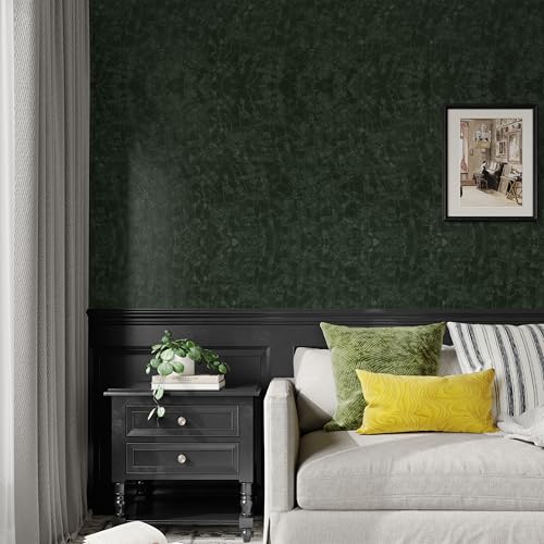 Abyssaly Dark Green Peel and Stick Wallpaper - Modern Textured Embossed Wall Papers - Removable Self Adhesive Waterproof Contact Paper for Countertops Cabinet Home Decor with Scraper, Paper Cutter 15.7" x 118" - Image 4