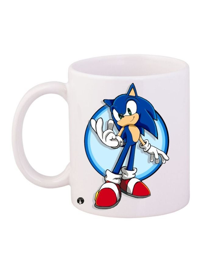RYN Sonic The Hedgehog Printed Coffee Mug White/Blue/Red 11ounce