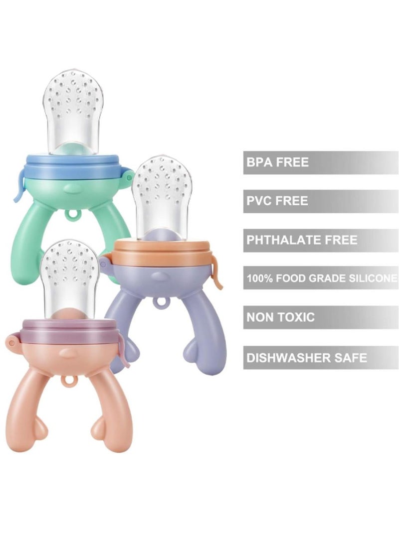 بيبي لاند 3 عبوات من عضاضة إطعام الفاكهة الطازجة للرضع مع عبوتين من الملاعق الطرية للرضع والأطفال - Image 5