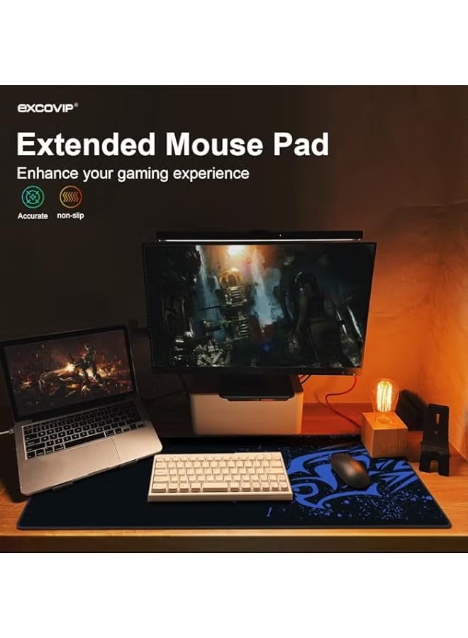 PROMASS Extended Large Gaming Mouse Pad XXL (900 x 400mm) Non-Slip Rubber Base Mouse pad Mice Smooth Cloth Surface Keyboard Mouse Pads for Computers Blue Leopard 9190  - Image 2
