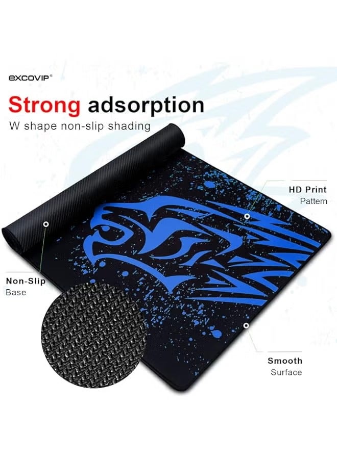PROMASS Extended Large Gaming Mouse Pad XXL (900 x 400mm) Non-Slip Rubber Base Mouse pad Mice Smooth Cloth Surface Keyboard Mouse Pads for Computers Blue Leopard 9190  - Image 3