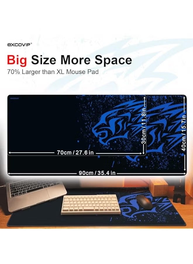 PROMASS Extended Large Gaming Mouse Pad XXL (900 x 400mm) Non-Slip Rubber Base Mouse pad Mice Smooth Cloth Surface Keyboard Mouse Pads for Computers Blue Leopard 9190  - Image 5