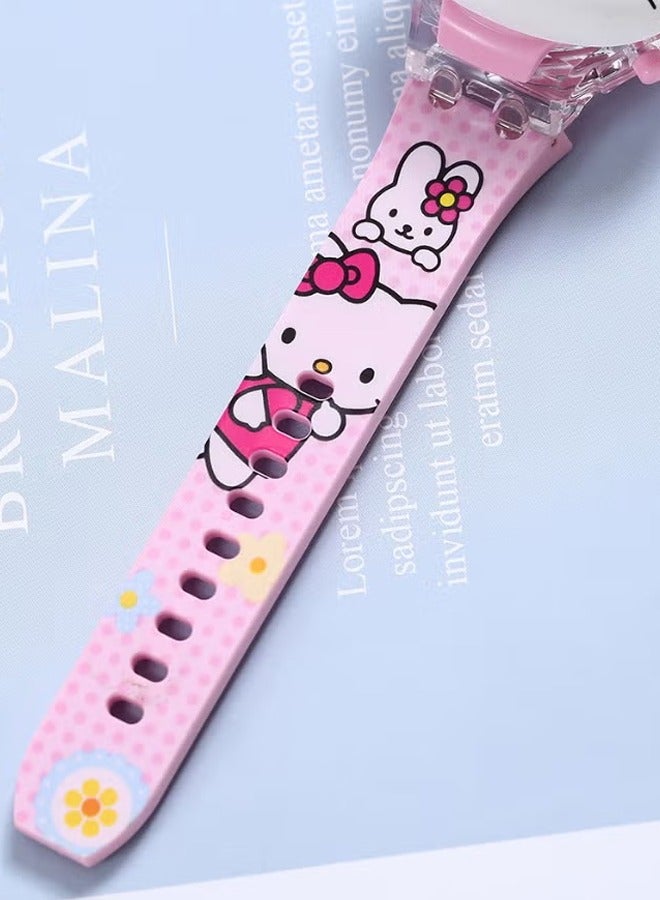Hello Kitty Hello Kitty Cartoon Children's Watch, Children's Watch Toy with Light Effect, Kids Electronic Watch with Music, Flip-top Cartoon Watch for Kids - Image 5