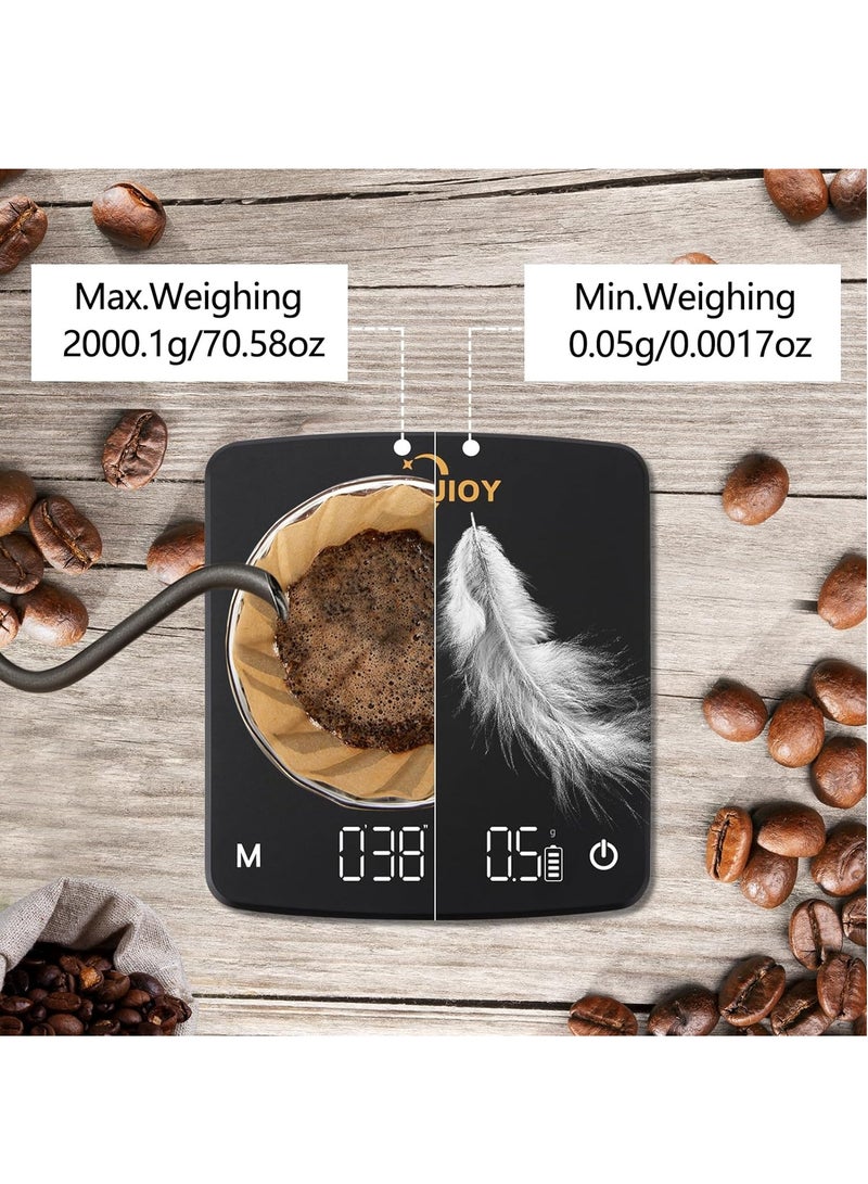Coffee Scale with Timer, 2kg/0.1g High-Precision Espresso Scale for Espresso and Pour Over Coffee, High Precision Small Multifunctional Digital Kitchen Food Scale - Image 2