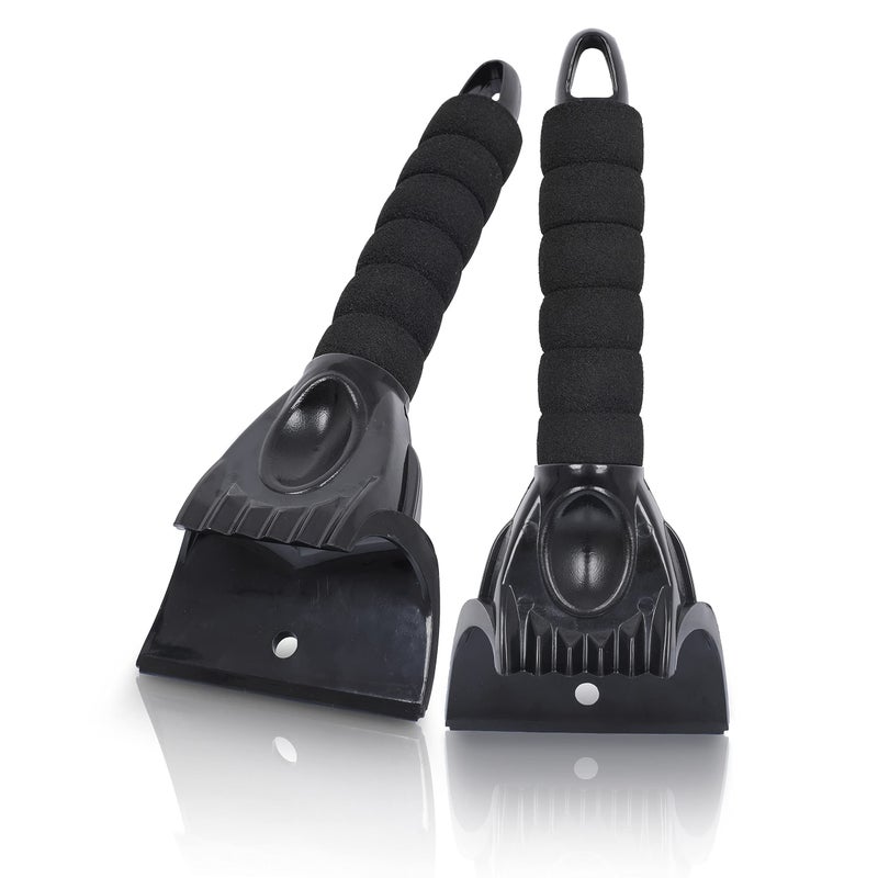 EcoNour Ice Scraper for Car Windshield  2 Pack Window Scraper to Remove Snow Frost and Ice  Ice Crusher for Car Window with Foam Handle for Perfect Grip  Snow Removal  Frost Remover Accessories