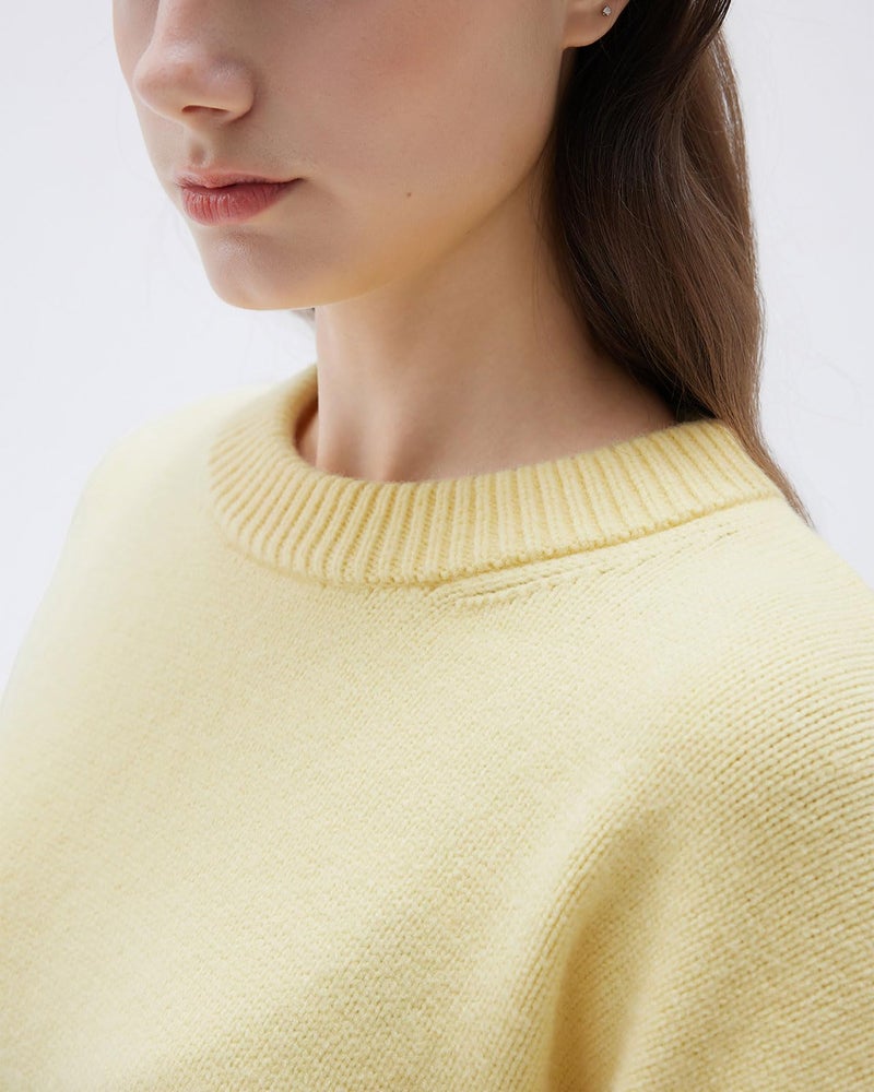 SUUKSESS Cashmere Women Oversized Long Sleeve Pullover Sweater 2025 Fall Winter Crew Neck Jumper Tops (Butter Yellow,S) - Image 3