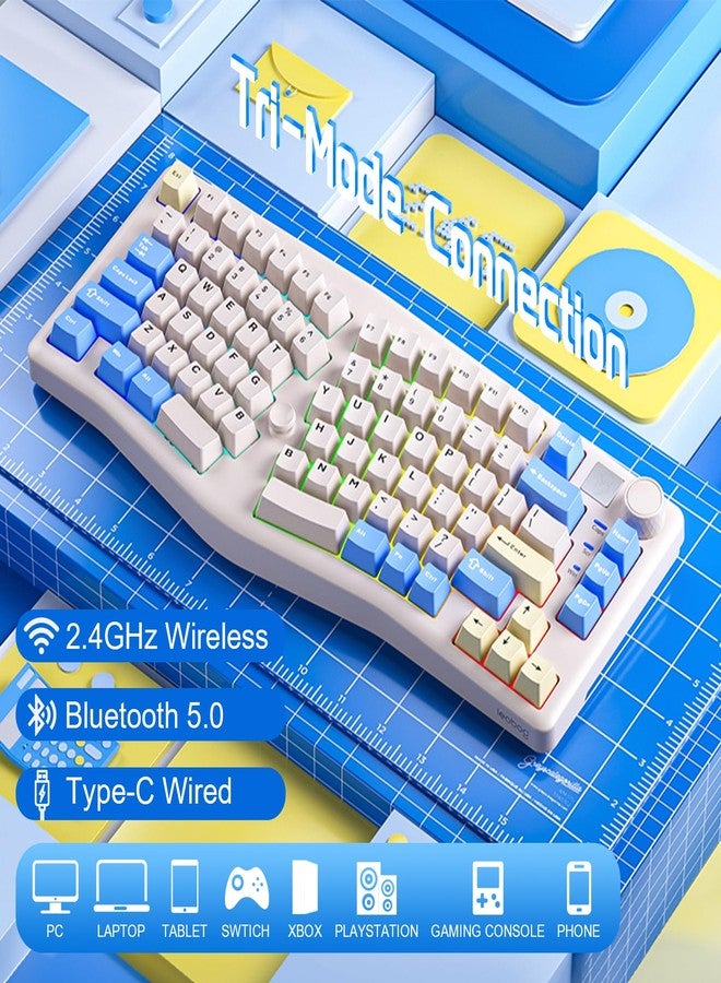 LEOBOG A75 Alice Keyboard, Tri-Mode Ergonomic Gaming Keyboard with RGB Backlit Functional Knob Joystick, 75% Layout Hot-Swap Gasket Custom Keyboards for Win Mac PC Gamer-Black - Image 3
