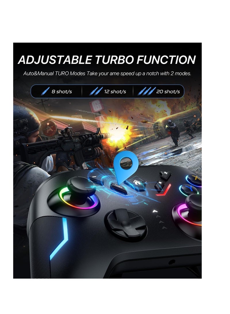 KASTWAVE Switch Controllers, Nin-tendo Switch Controller Compatible with Switch/Switch Lite/Switch OLED/IOS/Android/Windows, Wireless Switch Pro Controller with LED Color Light/Dual shock/Turbo/Motion Control - Image 3