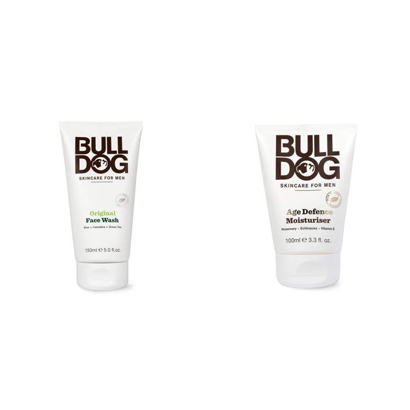 Bulldog Skincare Original Face Wash for Men 150ml Age Defence Moisturiser for Men 100ml