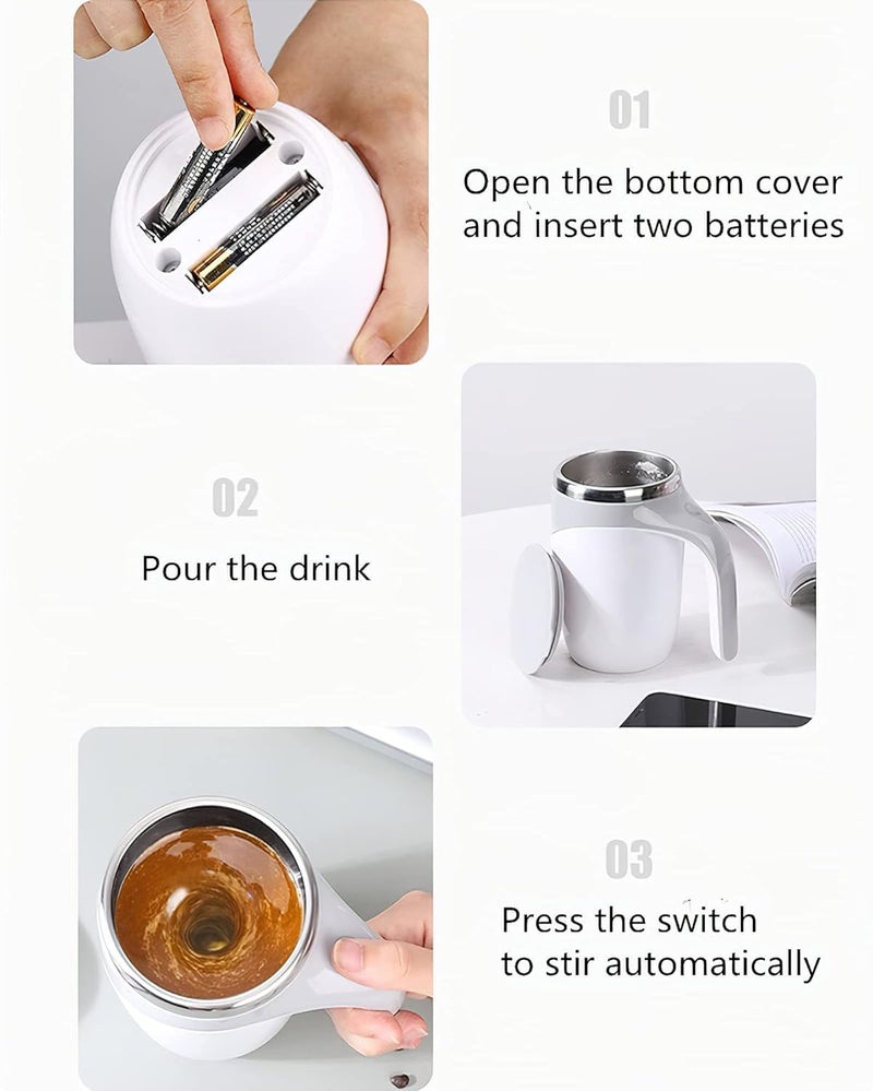 COLBEX Automatic Magnetic Stirring Coffee Cup 380ml Auto Self Stirring Coffee Mug Stainless Steel Cup Electric Smart Mug Rotating Office Travel Mixing Cup for Hot Chocolate Cocoa Milk - Image 3