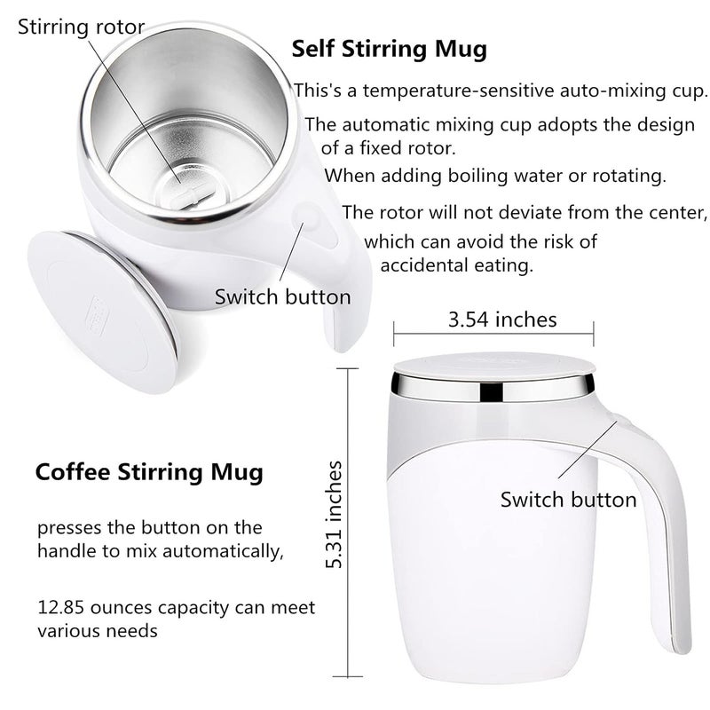 COLBEX Automatic Magnetic Stirring Coffee Cup 380ml Auto Self Stirring Coffee Mug Stainless Steel Cup Electric Smart Mug Rotating Office Travel Mixing Cup for Hot Chocolate Cocoa Milk - Image 2