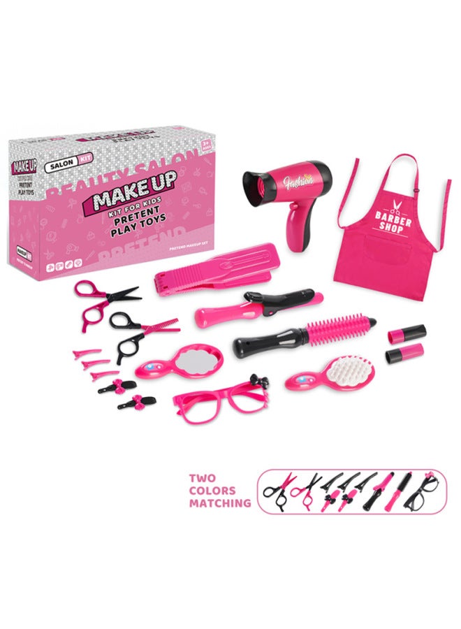 Children's Play House Hairdressing Tool Toy Set Simulated Blow Dryer Curling Iron Handheld Bag Comb Cosmetic Toy-Color:BX58946 - Image 1