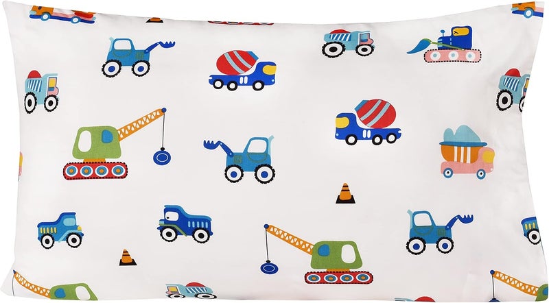 J-pinno Build Construction Engineering Vehicle Cars Trucks Crane Digger Cartoon 100% Cotton Twin 3 Pieces Sheet Set Decoration Kids Boys Children Flat Sheet + Fitted Sheet + Pillowcase Bedding Set - Image 4