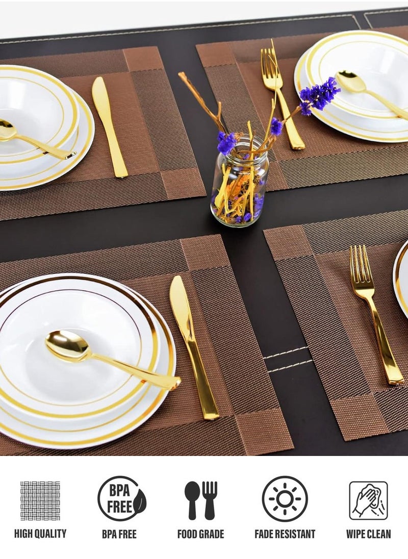 LEOKOR 6 Pcs Linen Natural Fabric Handcrafted Machine Weave Placemats Non-Slip Kitchen Table Mats  - Image 3
