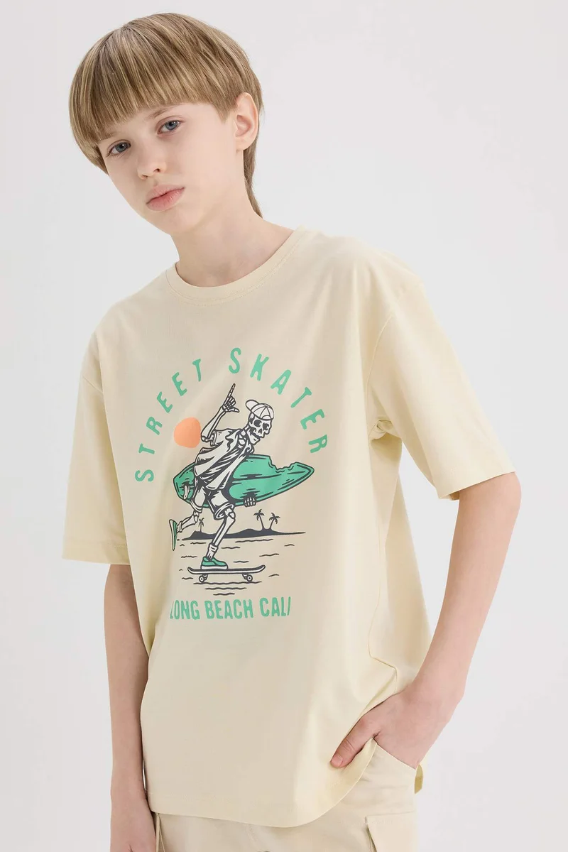 ديفاكتو Boy Boy Crew Neck Printed Short Sleeve T-Shirt