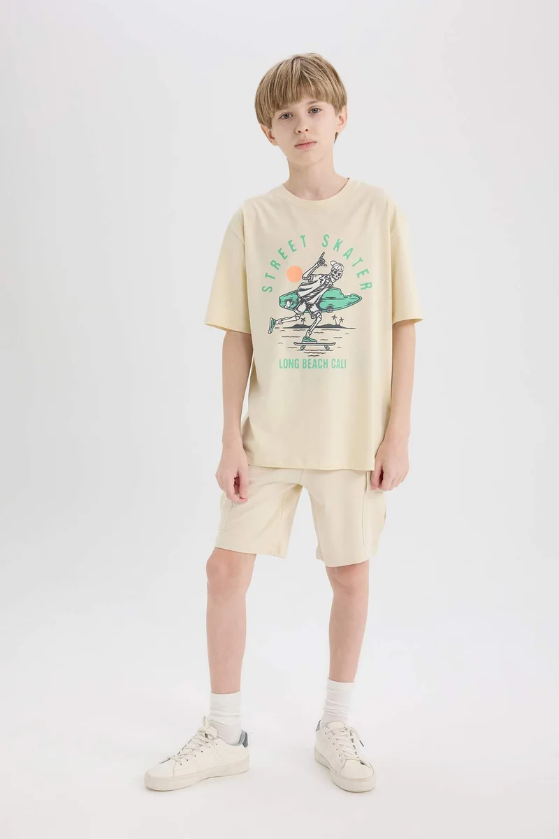 ديفاكتو Boy Boy Crew Neck Printed Short Sleeve T-Shirt