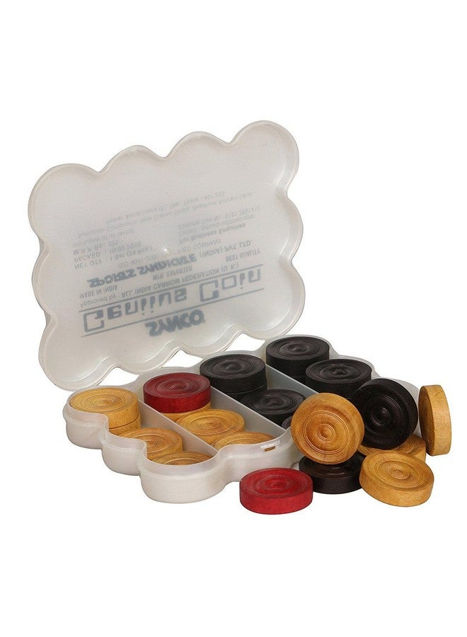 synco Synco Professional Wooden Carrom Coins Set | 24 Carrom Board Coins in Special Case (Genius) - Image 2