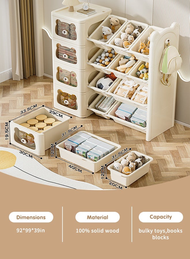Vividorad 4-Tier Kids Toy Storage Rack,High Capacity Kids Toy Organizers and Storage,Multifunctional Children Toy Shelf with 14 Removable Toy Bins,Multi-Bin  Kids Bookshelf and Toy Storage , Kids Toy Box Chest for Playroom, Bedroom, Kids Room, Classroom - Image 3