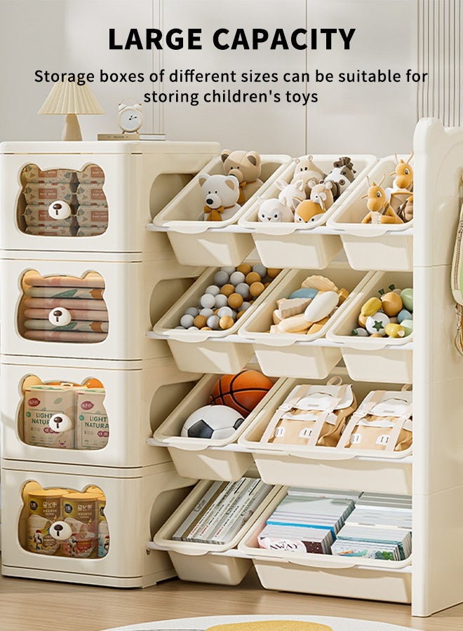 Vividorad 4-Tier Kids Toy Storage Rack,High Capacity Kids Toy Organizers and Storage,Multifunctional Children Toy Shelf with 14 Removable Toy Bins,Multi-Bin  Kids Bookshelf and Toy Storage , Kids Toy Box Chest for Playroom, Bedroom, Kids Room, Classroom - Image 5